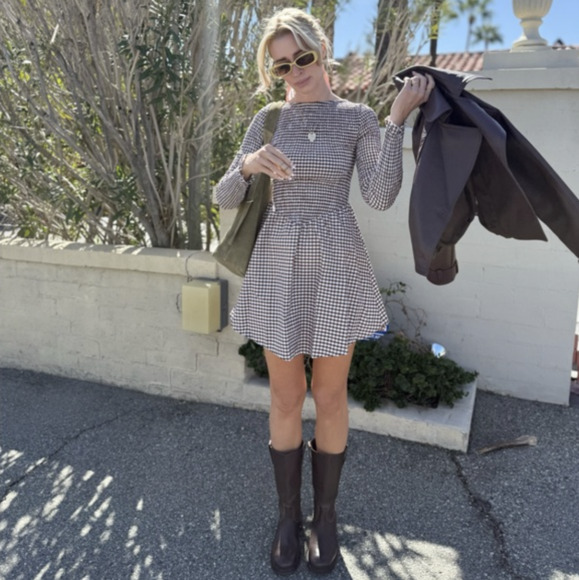 Brown Printed Mini Dresses